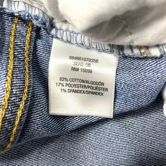 BONGO Peekaboo Pocket Denim Cutoff Shorts Size 7 Raw Hem Blue Lace Boho Midrise - Picture 5 of 8